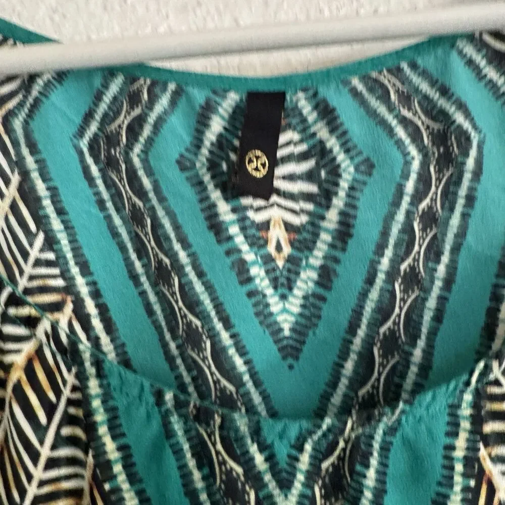 ViX Paula Hermanny 100% Silk Blue Turquoise Coverup Boho Euro Vacation Swim Sz S